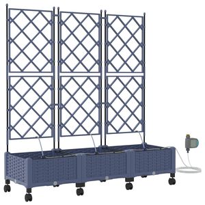 vidaXL Garden Planter with Irrigation&Wheels 3 pcs Grey PP