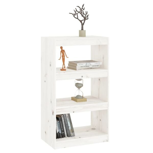 vidaXL Book Cabinet/Room Divider White 60x30x103.5 cm Solid Wood Pine