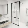 vidaXL Walk-in Shower Wall with Tempered Glass Black 90x195 cm