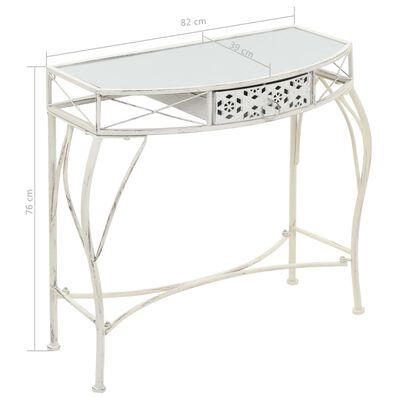 vidaXL Side Table French Style Metal 82x39x76 cm White