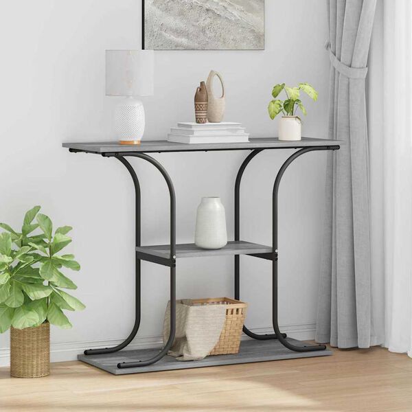 vidaXL Console Table Grey Sonoma 101 x 35 x 80.5 cm Engineered Wood
