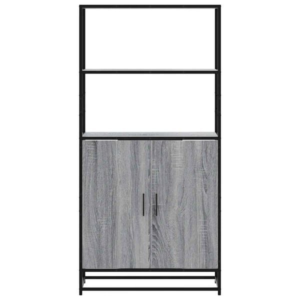 vidaXL Highboard Grey Sonoma 68x35x139 cm Engineered Wood and Metal