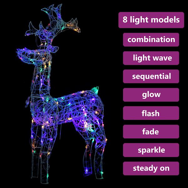 vidaXL Reindeer Christmas Decoration 90 LEDs 60x16x100 cm Acrylic