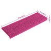 vidaXL Stair Mats 15 pcs 65x21x4 cm Pink Rectangular Edge