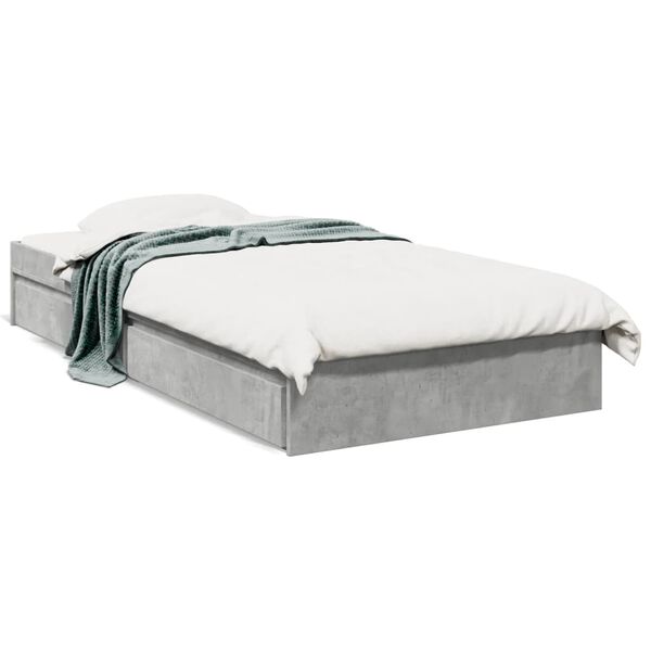 vidaXL Bed Frame with Drawers without Mattress Concrete Grey 100x200 cm