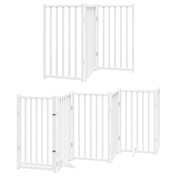 vidaXL Dog Gate with Door Foldable 12 Panels White 600 cm Poplar Wood