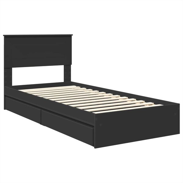 vidaXL Storage Bed with Headboard Black 100 x 200 cm Engineered Wood