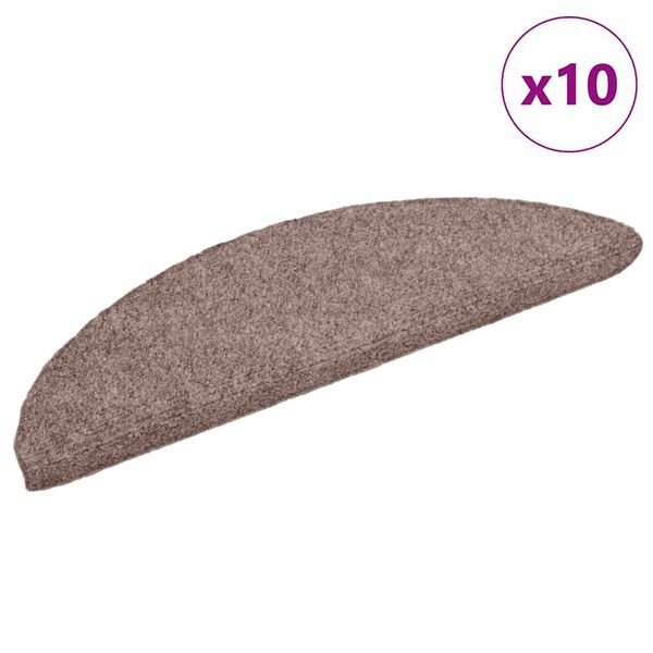 vidaXL Stair Mats Self-adhesive 10 pcs 56x17x3 cm Light Brown Half Round