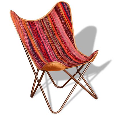 vidaXL Butterfly Chair Multicolour Chindi Fabric