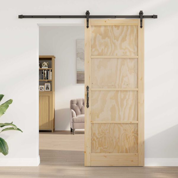 vidaXL Sliding Door ORKDAL Natural and Black 86 x 211 cm