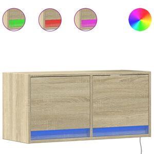 vidaXL TV Wall Cabinet with LED Lights Sonoma Oak 80x31x35 cm