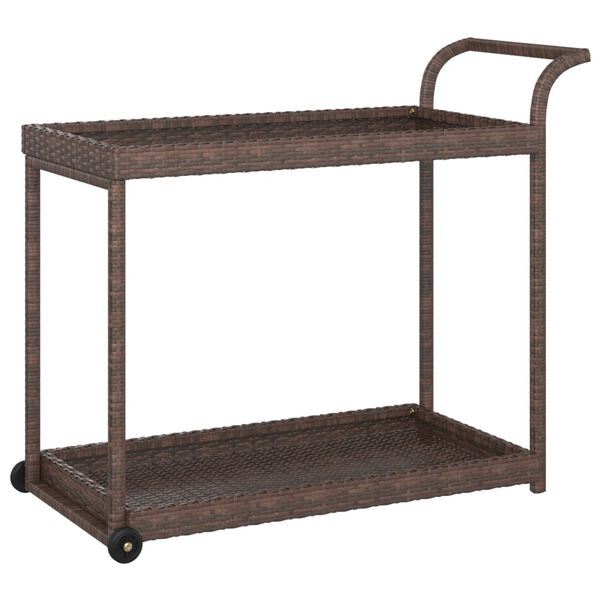 vidaXL Bar Cart Brown 100x45x83 cm Poly Rattan