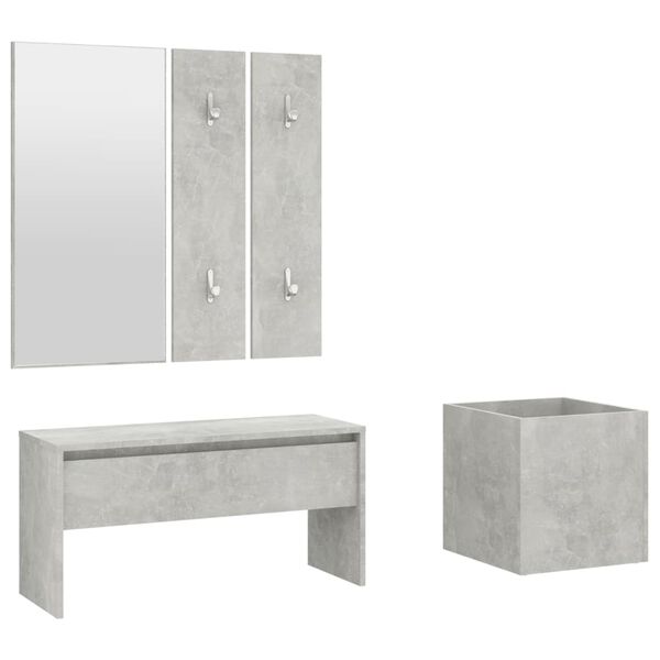 vidaXL Hallway Furniture Set Concrete Grey Engineered Wood