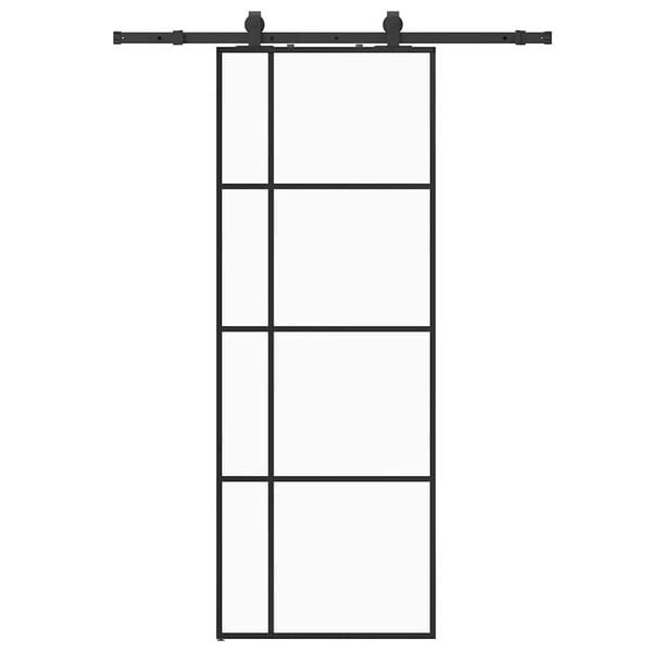 vidaXL Sliding Door with Hardware Set Black 76x205 cm ESG Glass