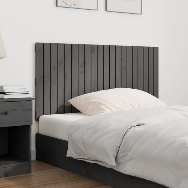 vidaXL Wall Headboard Grey 127.5x3x60 cm Solid Wood Pine