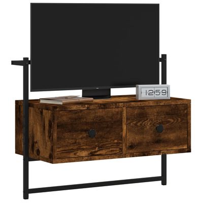 vidaXL TV Cabinet Wall-mounted Smoked Oak 60.5x30x51 cm Engineered Wood