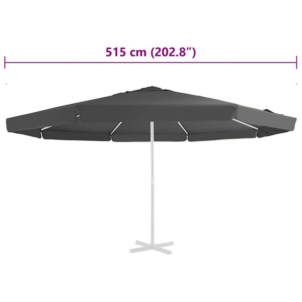 vidaXL Replacement Fabric for Outdoor Parasol Anthracite 515 cm