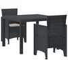 vidaXL Garden Dining Set 3 pcs Anthracite Polypropylene