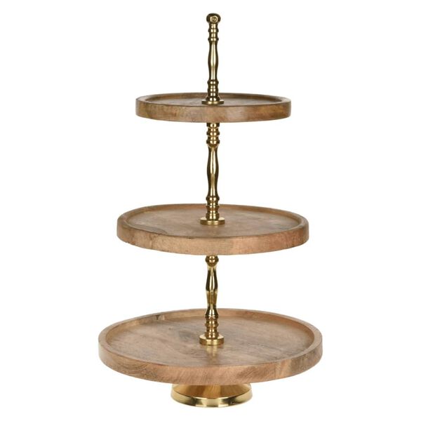H&S Collection 3-tier Serving Stand 50 cm Wood Gold