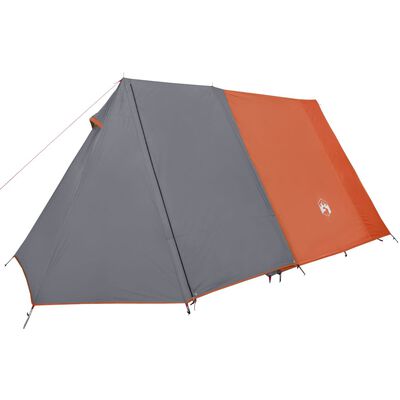 vidaXL Camping Tent 3-Person Grey and Orange Waterproof