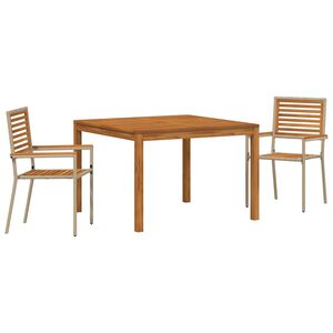 vidaXL Garden Dining Set 3 pcs Beige Solid Acacia Wood