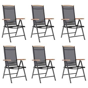 vidaXL Folding Chairs 6 pcs Textilene Black