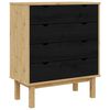 vidaXL Chest of Drawers OTTA Black 76.5 x 39.5 x 90 cm Solid Pine Wood