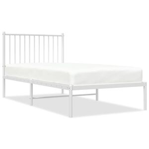 vidaXL Metal Bed Frame without Mattress with Headboard White 90x190cm