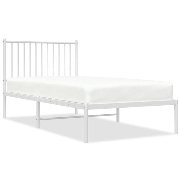 vidaXL Metal Bed Frame without Mattress with Headboard White 90x190cm