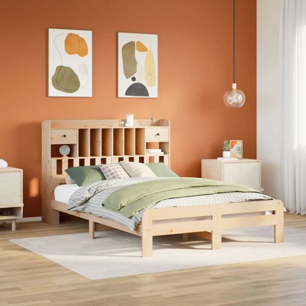vidaXL Bookcase Bed without Mattress 150x200 cm King Size Solid Wood Pine