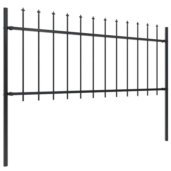 vidaXL Garden Fence with Spear Top Steel 537x80 cm Black