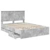vidaXL Bed Frame with Drawer Concrete Grey 135 x 190 cm Engineer Wood