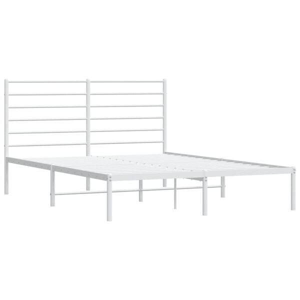 vidaXL Metal Bed Frame without Mattress with Headboard White 140x200cm
