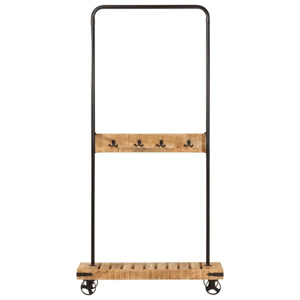 vidaXL Clothes Rack with Wheels 90x35x190 cm Solid Wood Mango and Iron