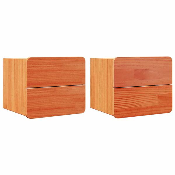 vidaXL Bedside Table 2 pcs Brown 39 x 34 x 33 cm Solid pinewood
