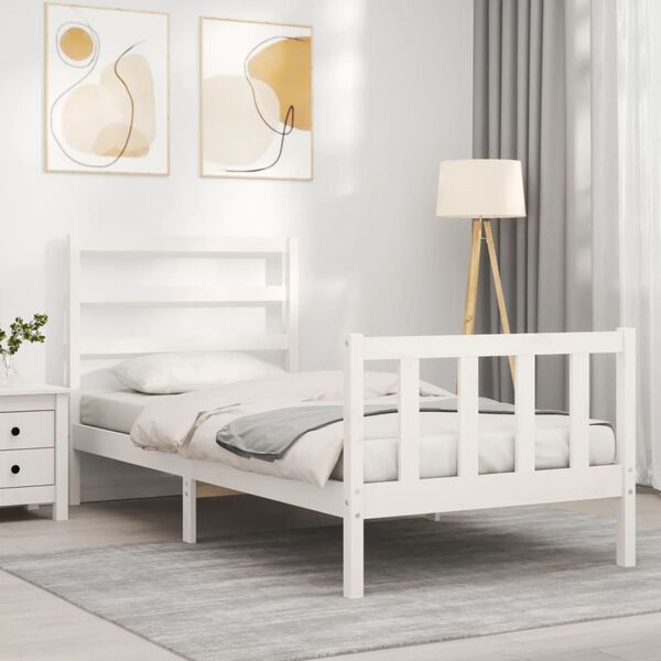 vidaXL Bed Frame without Mattress White 90x200 cm Solid Wood Pine