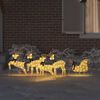 vidaXL LED Reindeers 5 pcs Gold Fabric