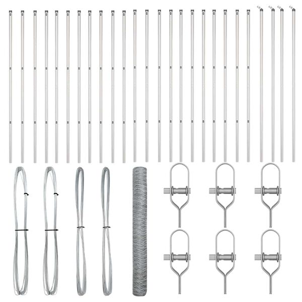 vidaXL Fence Post Silver 50 x 1 m (50 mm mesh) Steel