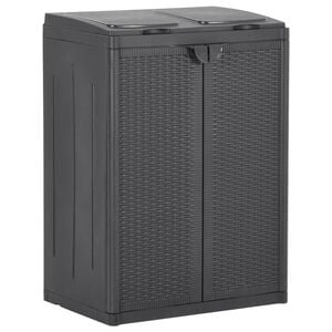 vidaXL Trash Bin with 2 Doors Black 65x45x88 cm PP