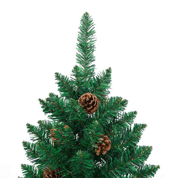 vidaXL Slim Christmas Tree Green 210 cm PVC and Solid Pine wood