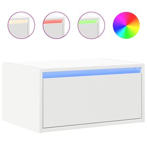 vidaXL Wall-mounted Bedside Cabinet with LED Lights White