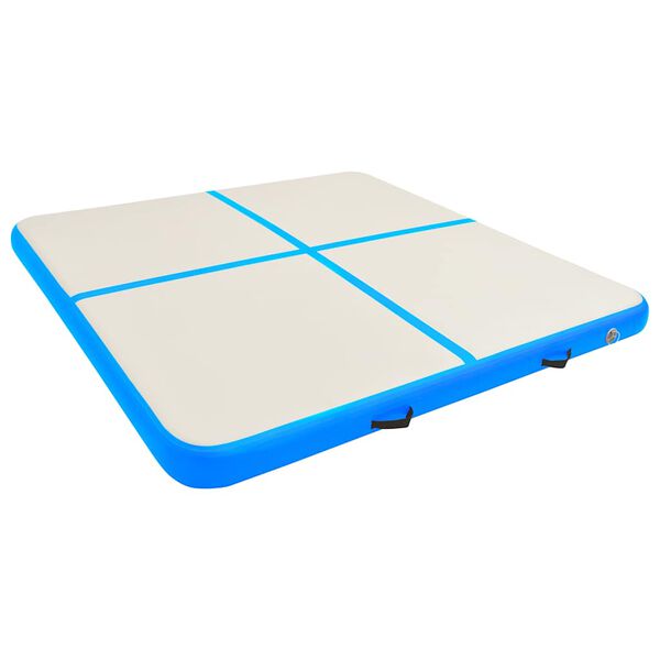 vidaXL Inflatable Gymnastics Mat with Pump 200x200x10 cm PVC Blue