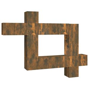 vidaXL 10 Piece TV Cabinet Set Smoked Oak Engineered Wood