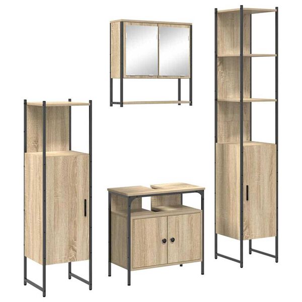 vidaXL Bathroom Furniture Set 4 pcs Sonoma Oak Engineered Wood