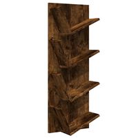 vidaXL Wall Bookshelf 4-Tier Smoked Oak 33x16x90 cm