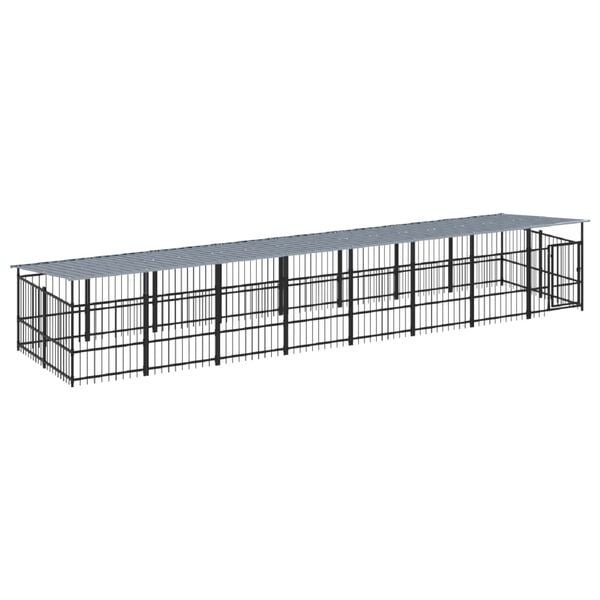 vidaXL Outdoor Dog Kennel with Roof Steel 15.02 m&sup2;