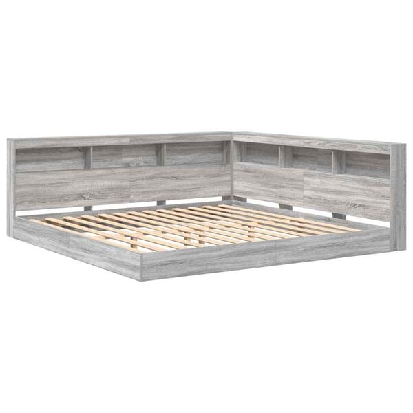 vidaXL Bookcase Bed Grey sonoma 180 x 200 cm Engineered wood