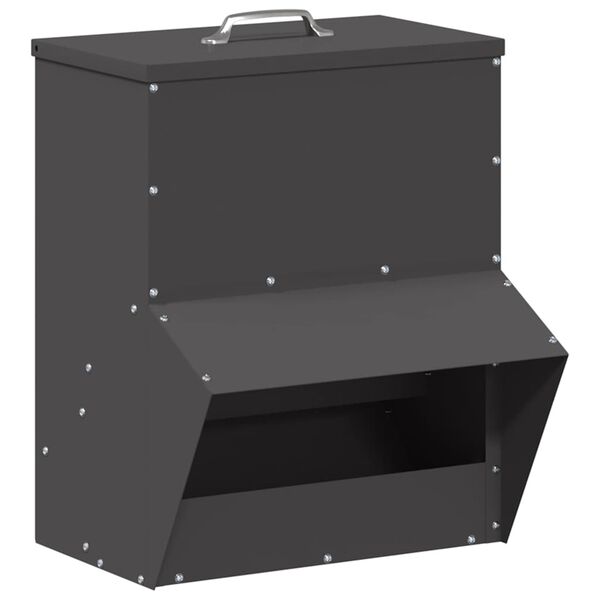 vidaXL Chicken Feeder Black 35 x 30.5 x 43.5 cm Cold-Rolled Steel
