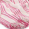 vidaXL Throw Cotton Stripes 125x150 cm Pink and White