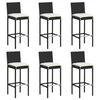 vidaXL 7 Piece Garden Bar Set with Cushions Black Poly Rattan